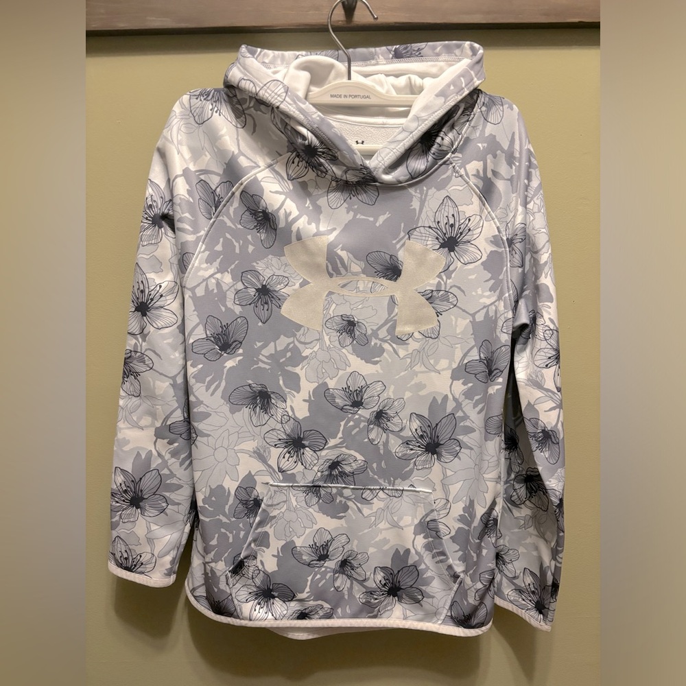 Under Armour White and Gray floral hoodie, youth large